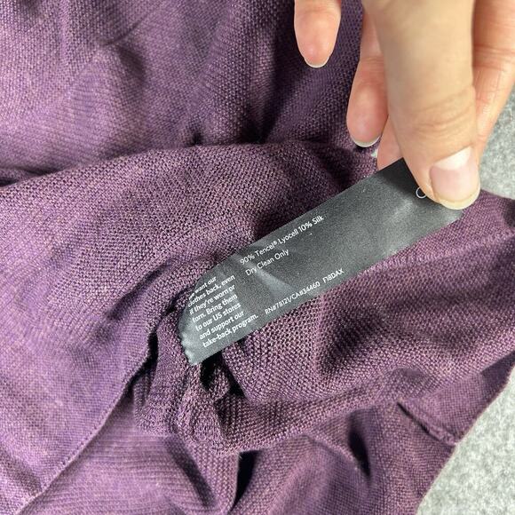 Eileen Fisher Sweater Womens S Lightweight Tencel Silk Purple V-Neck Pullover - Picture 6 of 9